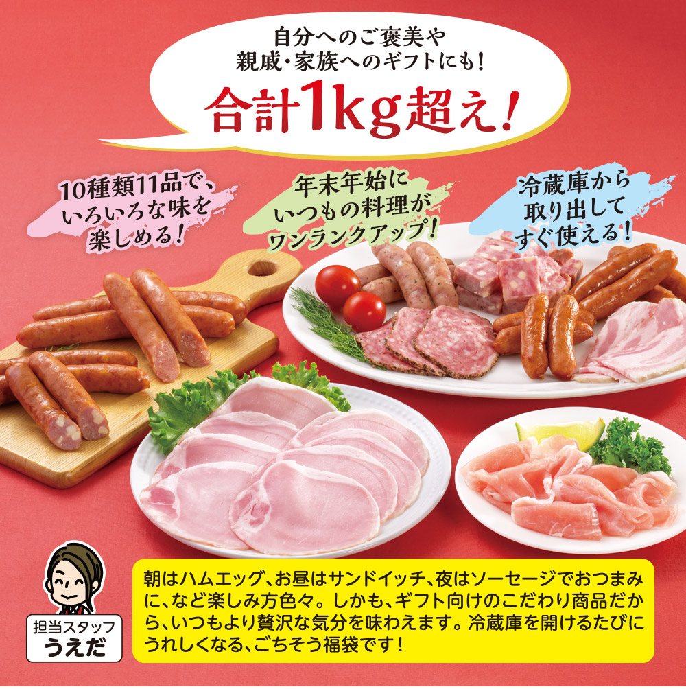 【届日12/27まで】ごちそうハム福袋(10種のハムソーセージの詰め合わせ）