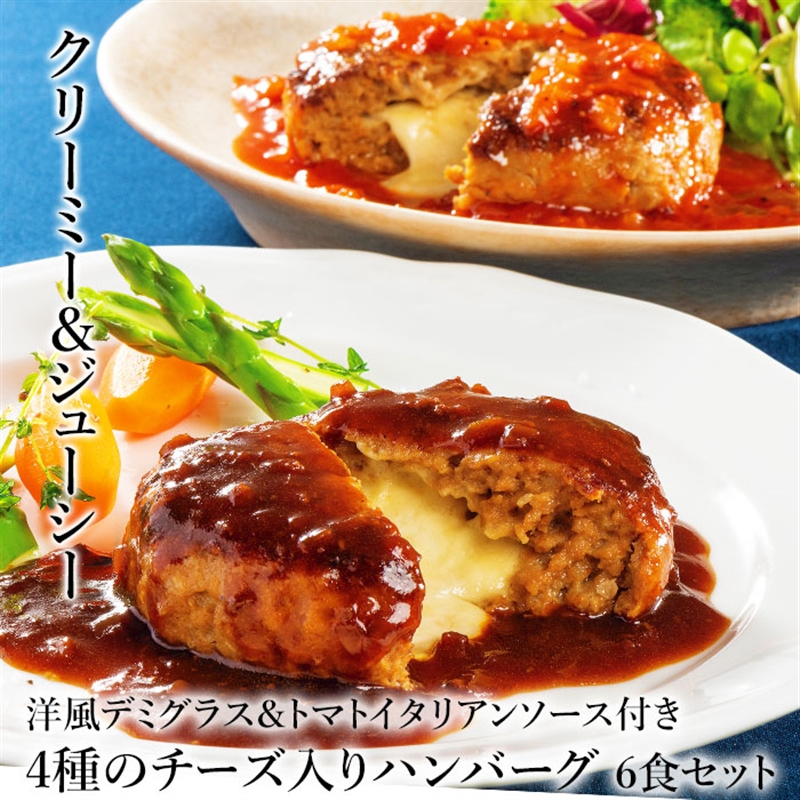 4種のチーズ入りハンバーグ6食セット(2種のソース付き)