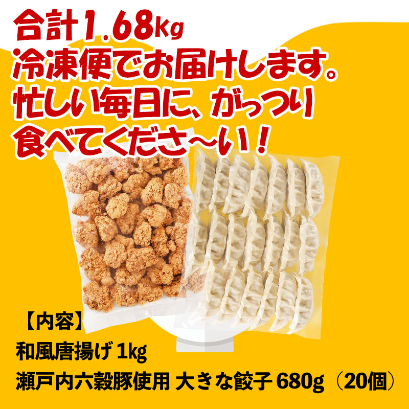 【ご飯のおともシリーズ】　和風唐揚げ＆大きな餃子セット2